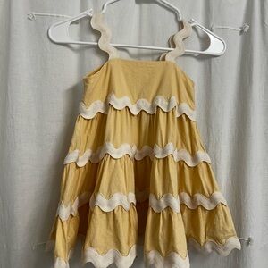 Rylee + Cru Yellow and Cream Ruffle Dress